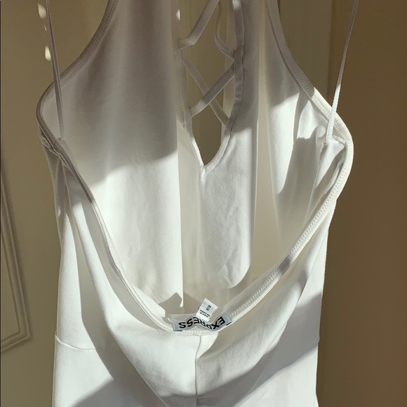 White Express skater dress w choker lace up halter - Picture 5 of 6